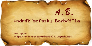 Andrásofszky Borbála névjegykártya